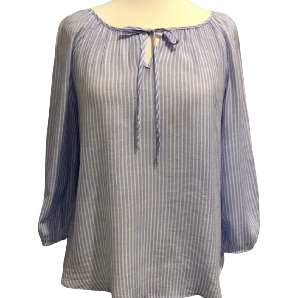 Fred David Blue and white Boho peasant top